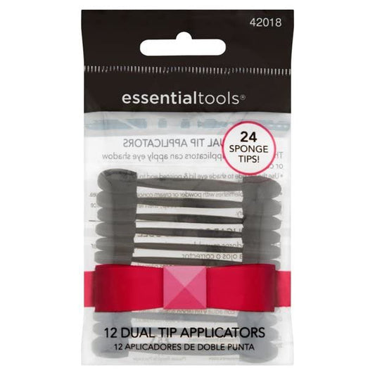 Essential Tools 12 Dual Tip Shadow Applicators - Red Aluminum Eyeshadow Brushes