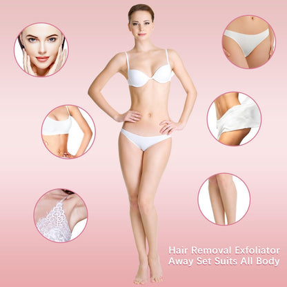 Patelai 32 Pcs Smooth Away Hair Removal Pads - 2 Sizes Facial Hair Remover Pads with 30 Exfoliation Fine Sandpaper for Women Girls Face Lips