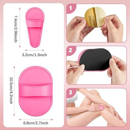 Patelai 32 Pcs Smooth Away Hair Removal Pads - 2 Sizes Facial Hair Remover Pads with 30 Exfoliation Fine Sandpaper for Women Girls Face Lips