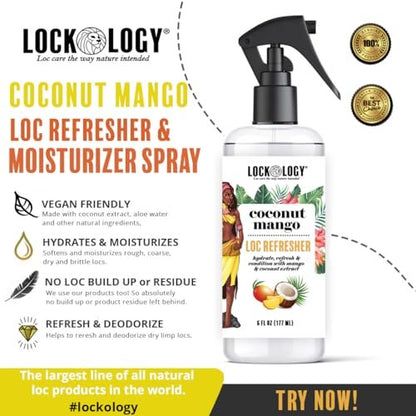 Lockology Coconut Mango Loc Spray - Daily Moisturizing Spray for Dreadlocks, Natural Hair Care 8 oz Avelisse