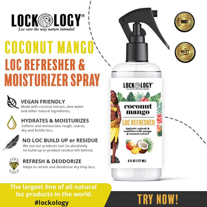 Lockology Coconut Mango Loc Spray - Daily Moisturizing Spray for Dreadlocks, Natural Hair Care 8 oz Avelisse
