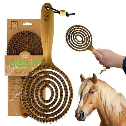 Epona Queens Mane & Tail Brush – Natural Wheat Straw Hair Brush for Gentle Detangling Avelisse
