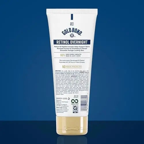 Gold Bond Age Renew Retinol Overnight Body & Face Lotion - Anti-Aging Moisturizer with Peptide Complex, 7 oz Avelisse