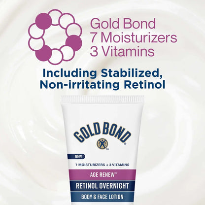 Gold Bond Age Renew Retinol Overnight Body & Face Lotion - Anti-Aging Moisturizer with Peptide Complex, 7 oz Avelisse