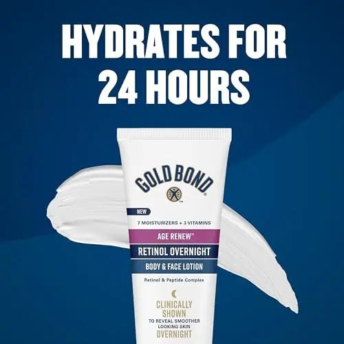 Gold Bond Age Renew Retinol Overnight Body & Face Lotion - Anti-Aging Moisturizer with Peptide Complex, 7 oz Avelisse