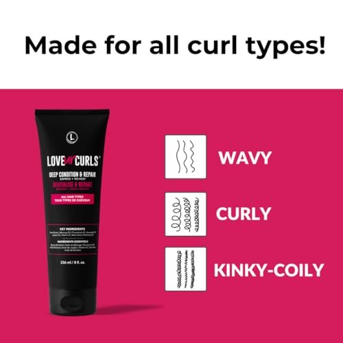 Love Ur Curls Deep Conditioner & Repair - Moisturizing Treatment for Dry, Damaged Hair - Vegan, 236mL Avelisse