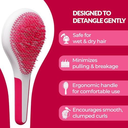 Love Ur Curls Detangling Hairbrush for Curly, Wavy & Coily Hair – Glide-Through Brush for Tangled Hair – Reduces Breakage & Pulling – Wet or Dry Styling – Curl Defining Hair Brush Avelisse