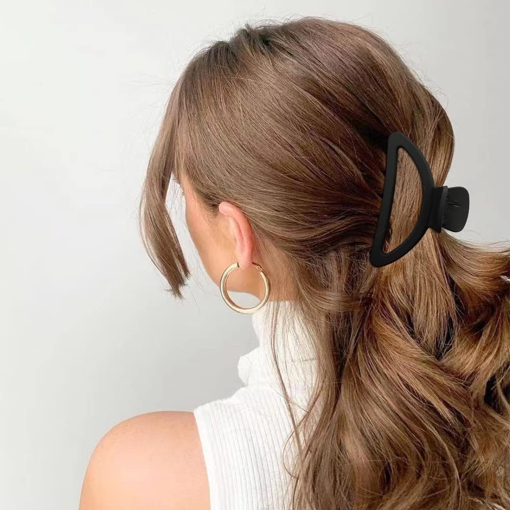 Canitor Hair Clips Set - 4Pcs Black Acrylic Semicircle Claw Clips for Thick & Thin Hair Avelisse