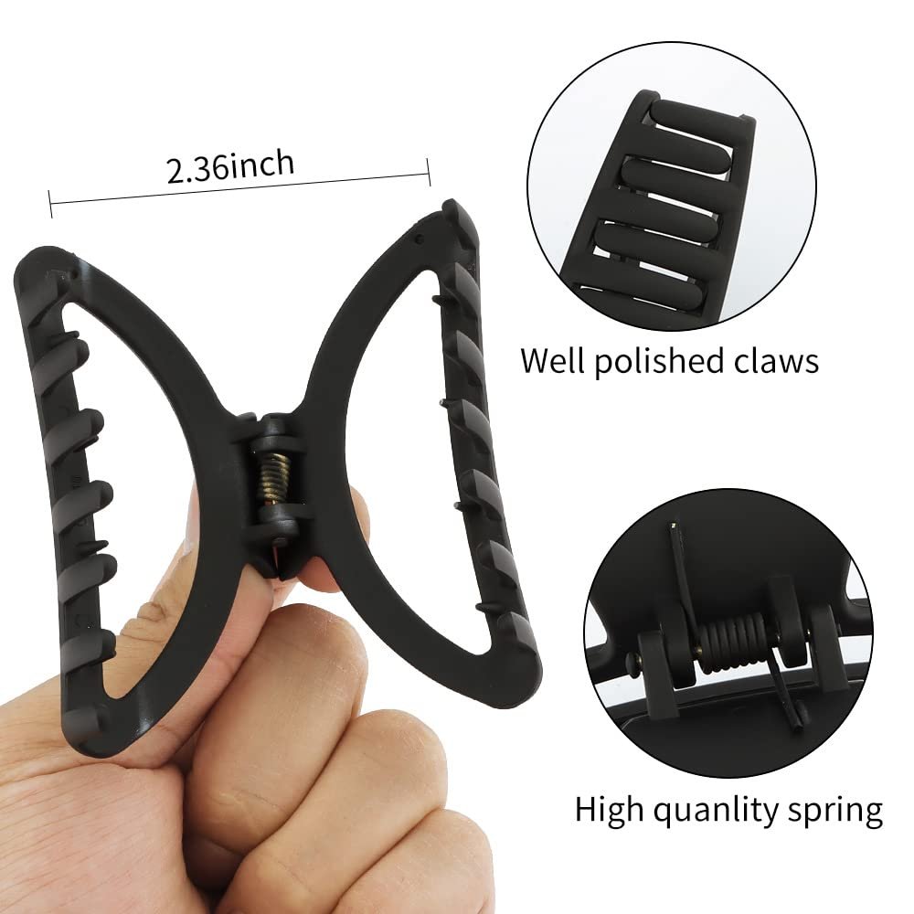 Canitor Hair Clips Set - 4Pcs Black Acrylic Semicircle Claw Clips for Thick & Thin Hair Avelisse