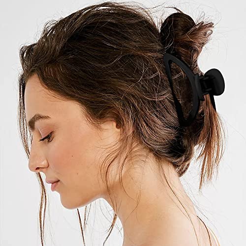 Canitor Hair Clips Set - 4Pcs Black Acrylic Semicircle Claw Clips for Thick & Thin Hair Avelisse