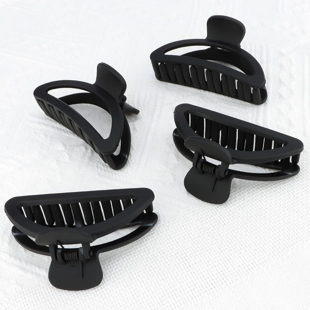 Canitor Hair Clips Set - 4Pcs Black Acrylic Semicircle Claw Clips for Thick & Thin Hair Avelisse
