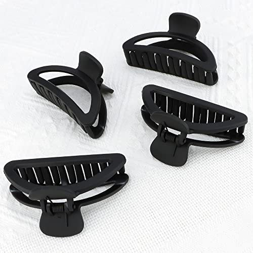 Canitor Hair Clips Set - 4Pcs Black Acrylic Semicircle Claw Clips for Thick & Thin Hair Avelisse