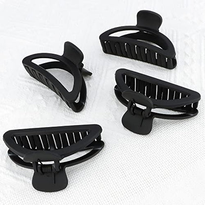 Canitor Hair Clips Set - 4Pcs Black Acrylic Semicircle Claw Clips for Thick & Thin Hair Avelisse