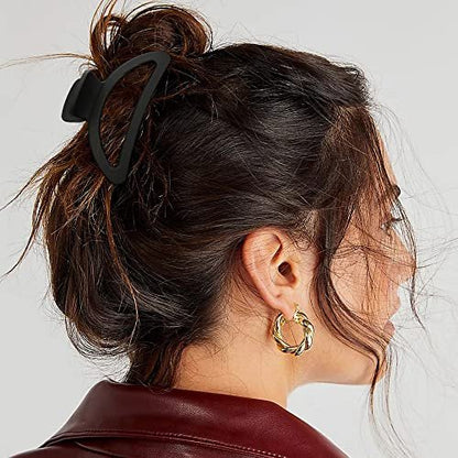 Canitor Hair Clips Set - 4Pcs Black Acrylic Semicircle Claw Clips for Thick & Thin Hair Avelisse