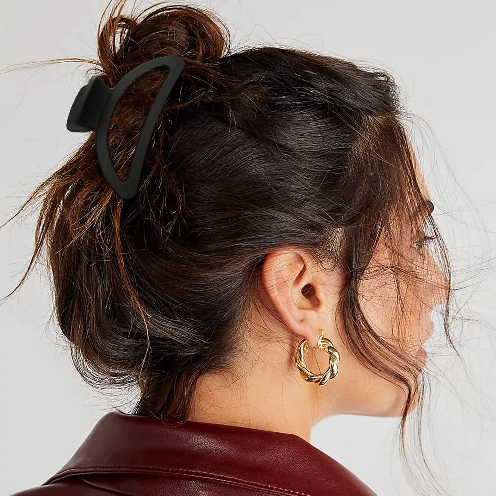 Canitor Hair Clips Set - 4Pcs Black Acrylic Semicircle Claw Clips for Thick & Thin Hair Avelisse