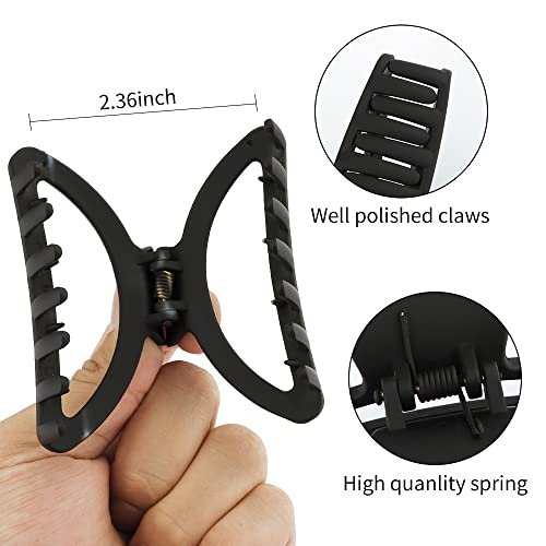 Canitor Hair Clips Set - 4Pcs Black Acrylic Semicircle Claw Clips for Thick & Thin Hair Avelisse