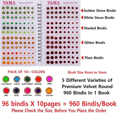 VAMA Multicolour Glitter Sparkle Crystal Diamond Stone Bindi Booklet Sticker for Women - 948 Fancy Bindis Avelisse
