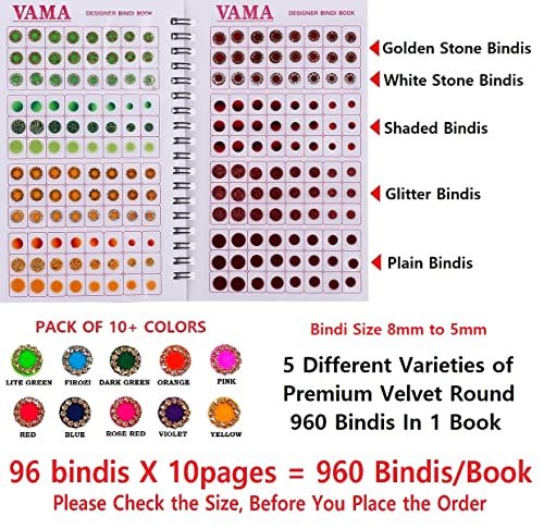 VAMA Multicolour Glitter Sparkle Crystal Diamond Stone Bindi Booklet Sticker for Women - 948 Fancy Bindis Avelisse