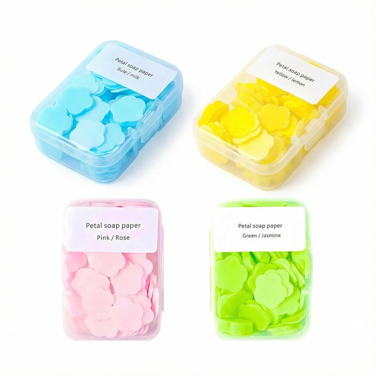 4-Scent Mini Portable Disposable Petal Hand Wash Sheets – Dissolvable Hand Soap for Travel, Camping & Outdoor (4 Boxes, ~400 Sheets) Avelisse