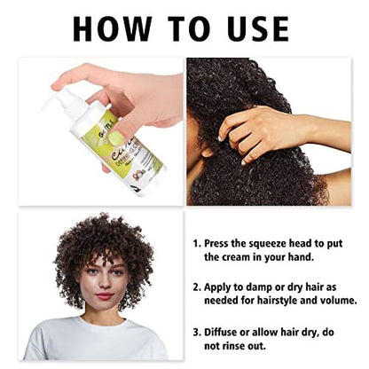 Curl Defining Cream for Wavy Hair - Anti-Frizz Smoothing Cream with 9 Row Brush - Define All Natural Curl Types & Textures - 3.4 Fl Oz (Pack of 2)