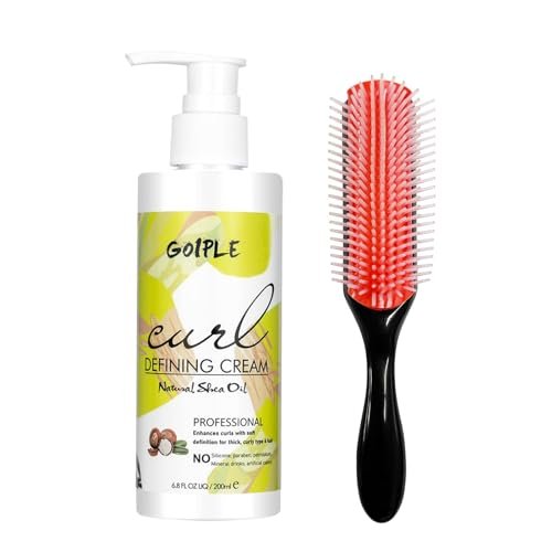 Curl Defining Cream for Wavy Hair - Anti-Frizz Smoothing Cream with 9 Row Brush - Define All Natural Curl Types & Textures - 3.4 Fl Oz (Pack of 2) - görsel 2