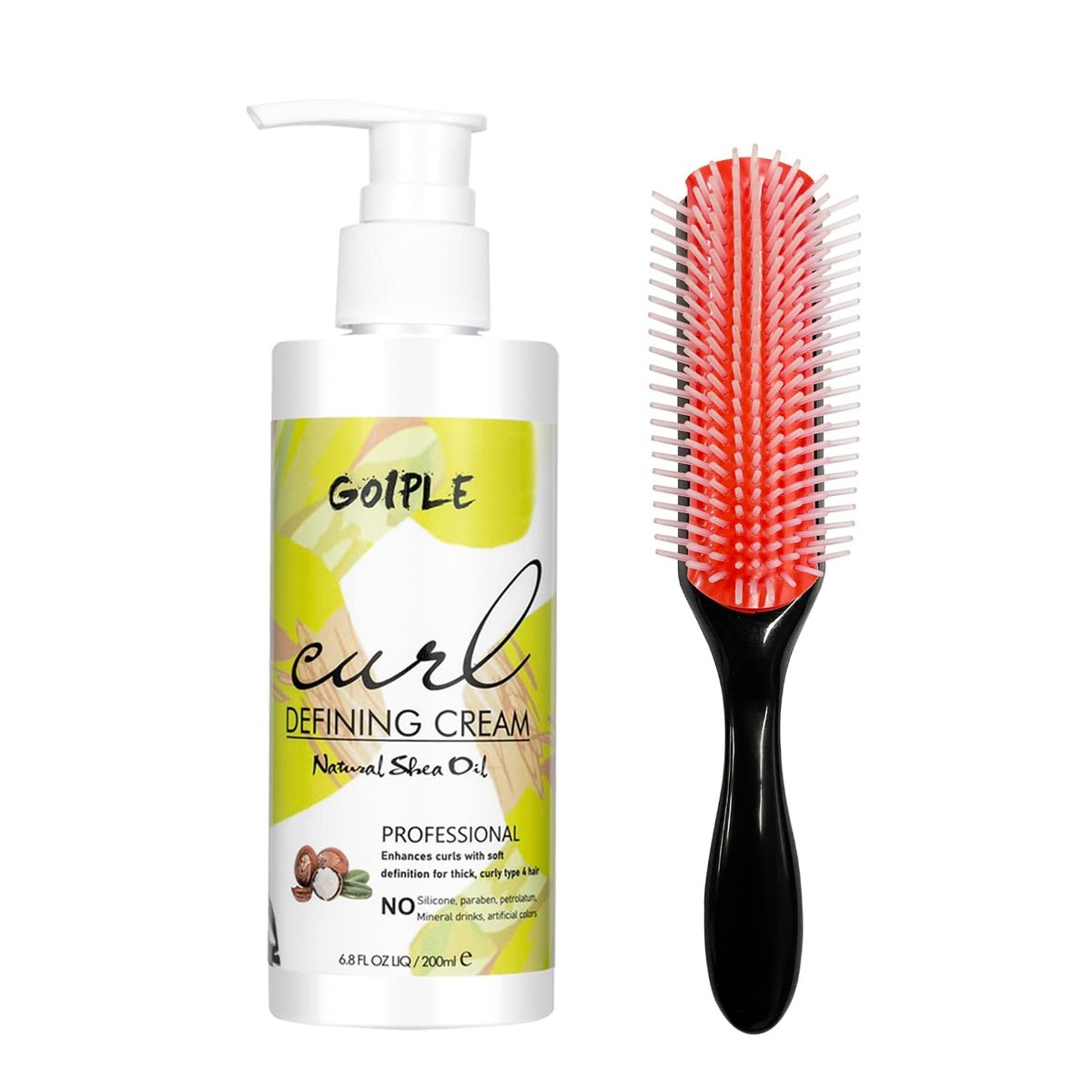 Curl Defining Cream for Wavy Hair - Anti-Frizz Smoothing Cream with 9 Row Brush - Define All Natural Curl Types & Textures - 3.4 Fl Oz (Pack of 2) - görsel 1