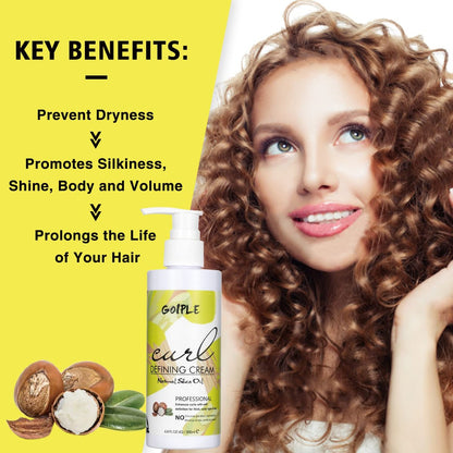Curl Defining Cream for Wavy Hair - Anti-Frizz Smoothing Cream with 9 Row Brush - Define All Natural Curl Types & Textures - 3.4 Fl Oz (Pack of 2)