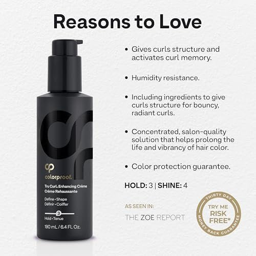 Colorproof Tru Curl Enhancing Crème 6.4 fl oz - Curl Cream with Black Currant, Jasmine & Peach Scent, Anti-Frizz & Humidity Control for Curly Hair Avelisse