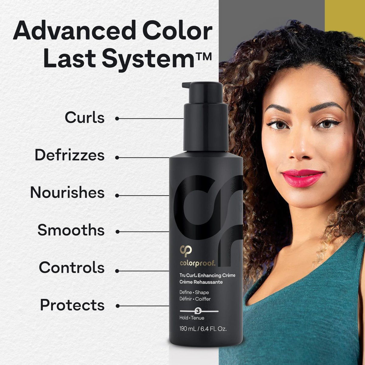 Colorproof Tru Curl Enhancing Crème 6.4 fl oz - Curl Cream with Black Currant, Jasmine & Peach Scent, Anti-Frizz & Humidity Control for Curly Hair Avelisse
