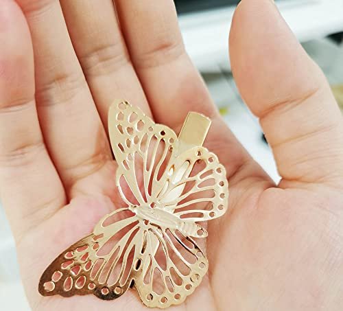 12 Pcs Gold Metal Butterfly Hair Clips Set - Cute Hollow Butterfly Hair Claws & Barrettes for Women Girls - görsel 3