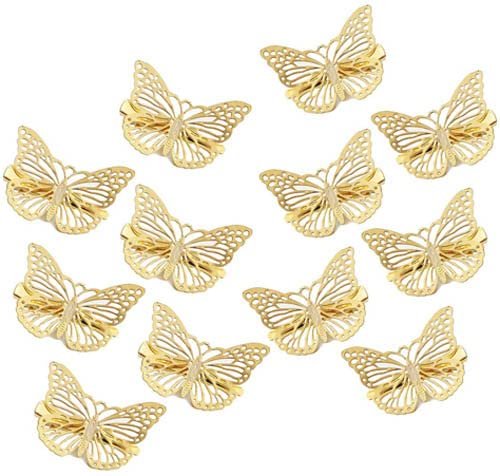 12 Pcs Gold Metal Butterfly Hair Clips Set - Cute Hollow Butterfly Hair Claws & Barrettes for Women Girls - görsel 1