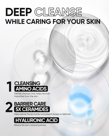 SKINTIFIC 5X Ceramide Low pH Facial Cleanser – Gentle Hydrating Face Wash with Hyaluronic Acid for Dry to Normal Skin, Sensitive Skin Tested, Fragrance Free, 2.67 Fl Oz
