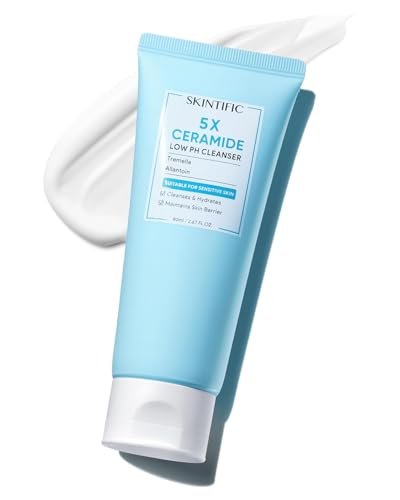 SKINTIFIC 5X Ceramide Low pH Facial Cleanser – Gentle Hydrating Face Wash with Hyaluronic Acid for Dry to Normal Skin, Sensitive Skin Tested, Fragrance Free, 2.67 Fl Oz - görsel 2