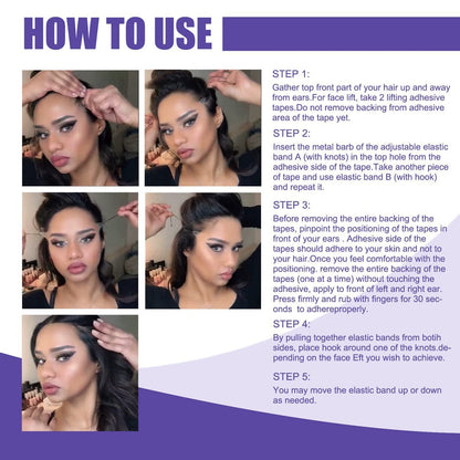 Teetown Face Lift Tape - 40 Ultra-Thin Invisible Face Tape with Lifting Ropes for Skin Tightening and Wrinkle Reduction