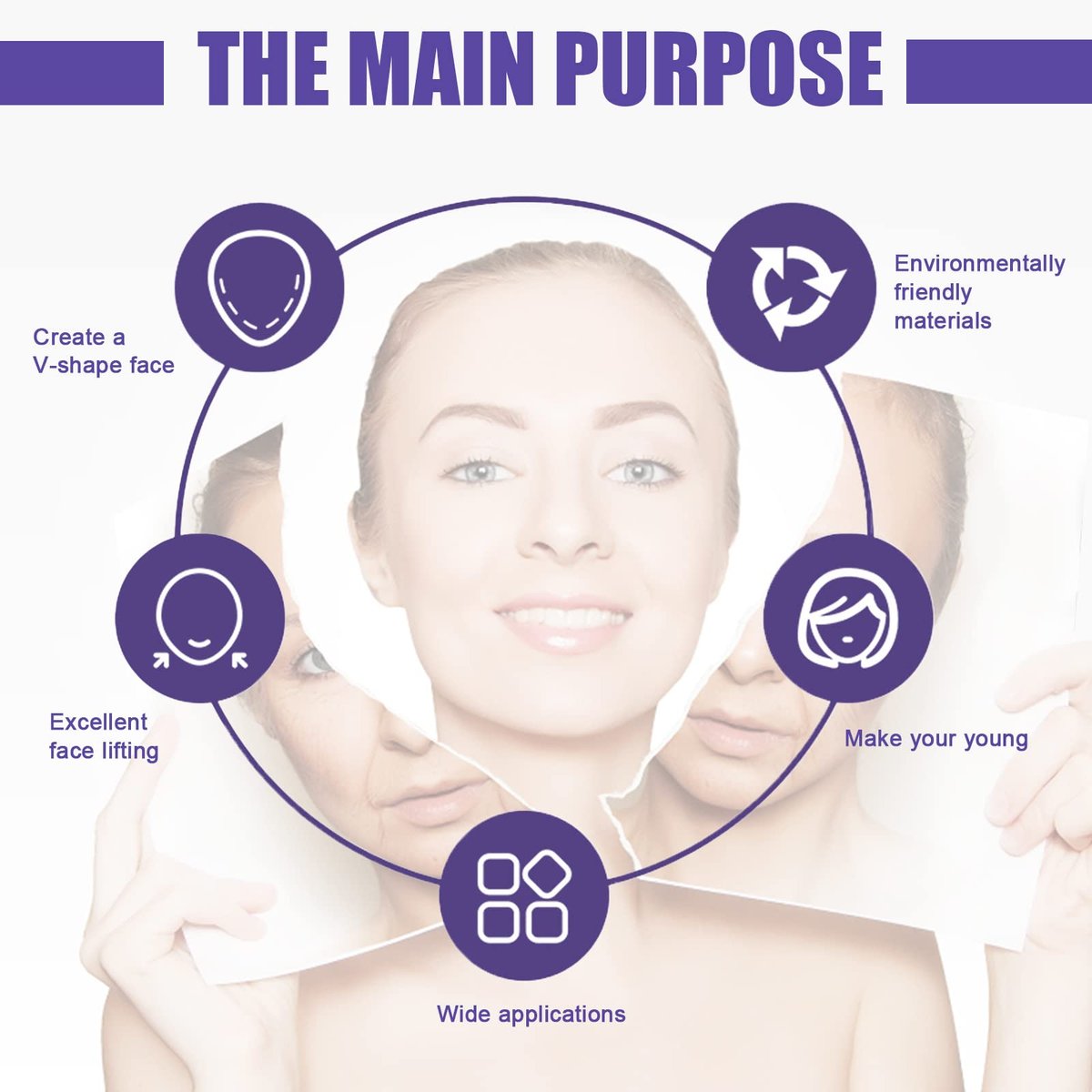 Teetown Face Lift Tape - 40 Ultra-Thin Invisible Face Tape with Lifting Ropes for Skin Tightening and Wrinkle Reduction - görsel 6