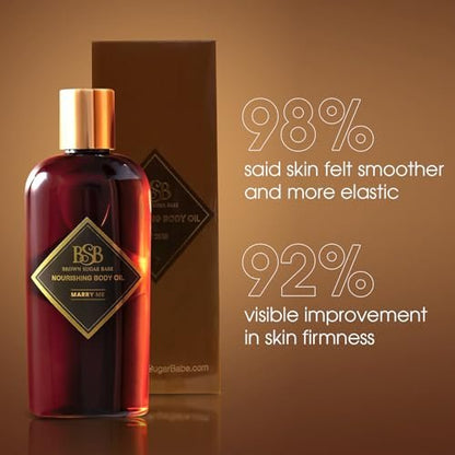 Brown Sugar Babe Marry Me Body Oil - Black Currant & Freesia Scented Nourishing Oil for Women, Paraben Free, 4 Fl Oz Avelisse
