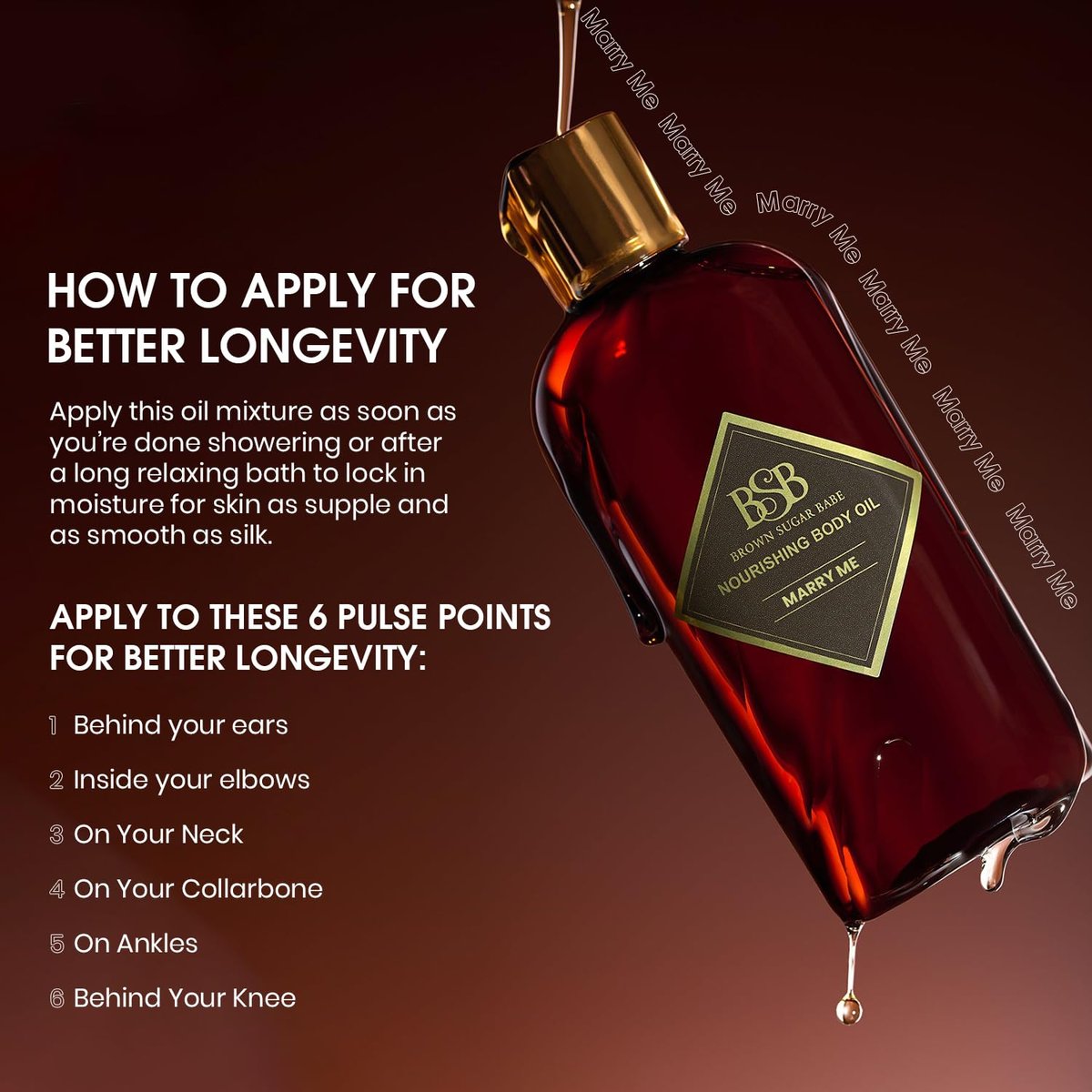 Brown Sugar Babe Marry Me Body Oil - Black Currant & Freesia Scented Nourishing Oil for Women, Paraben Free, 4 Fl Oz Avelisse