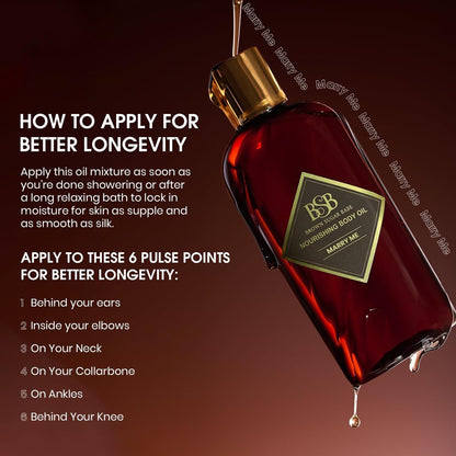 Brown Sugar Babe Marry Me Body Oil - Black Currant & Freesia Scented Nourishing Oil for Women, Paraben Free, 4 Fl Oz Avelisse