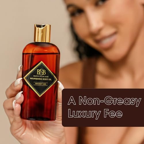 Brown Sugar Babe Marry Me Body Oil - Black Currant & Freesia Scented Nourishing Oil for Women, Paraben Free, 4 Fl Oz Avelisse