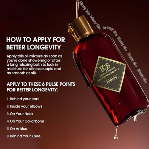 Brown Sugar Babe Marry Me Body Oil - Black Currant & Freesia Scented Nourishing Oil for Women, Paraben Free, 4 Fl Oz Avelisse