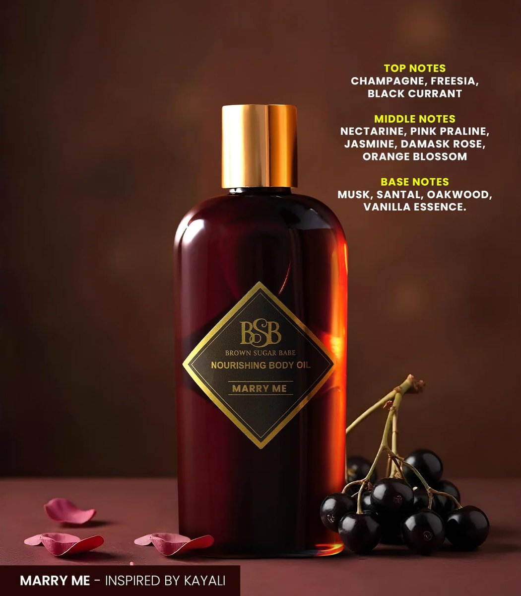 Brown Sugar Babe Marry Me Body Oil - Black Currant & Freesia Scented Nourishing Oil for Women, Paraben Free, 4 Fl Oz Avelisse
