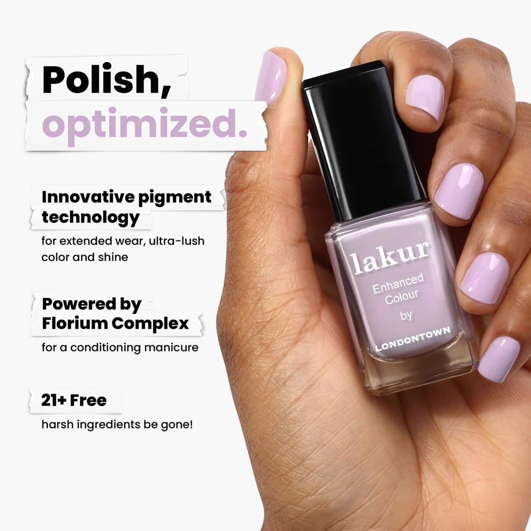 LONDONTOWN Lakur Nail Polish - Honey Lavender Pink & Purple Shade, Long-Lasting, Chip-Resistant, Non-Toxic Vegan Nail Color, 0.4 Fl Oz Avelisse