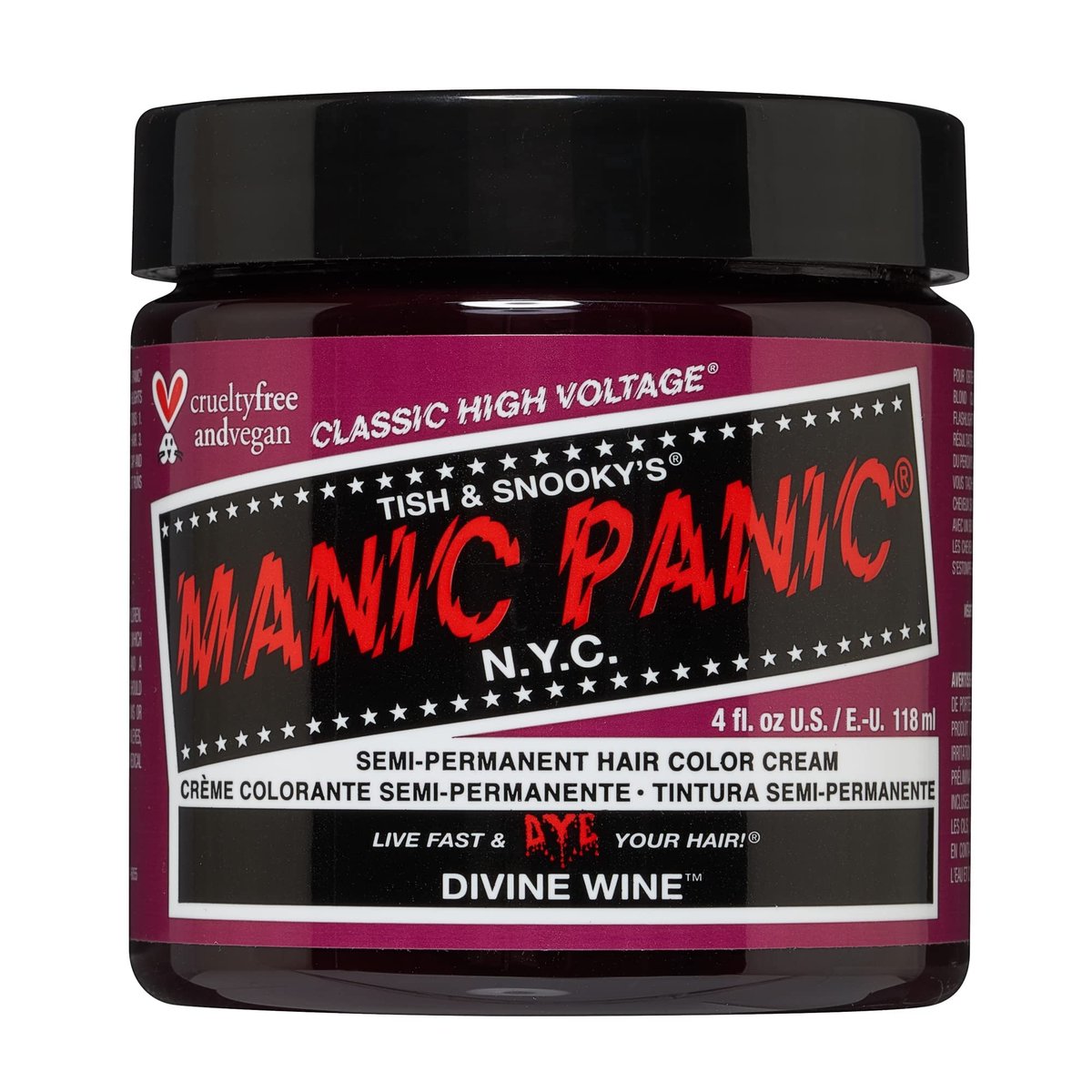 MANIC PANIC Classic Divine Wine Semi Permanent Hair Color - Deep Red-Based Pink Hair Dye, 4 oz - Vegan & Cruelty-Free Avelisse