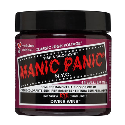 MANIC PANIC Classic Divine Wine Semi Permanent Hair Color - Deep Red-Based Pink Hair Dye, 4 oz - Vegan & Cruelty-Free Avelisse