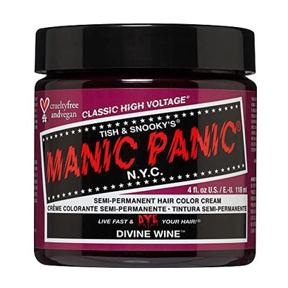 MANIC PANIC Classic Divine Wine Semi Permanent Hair Color - Deep Red-Based Pink Hair Dye, 4 oz - Vegan & Cruelty-Free Avelisse