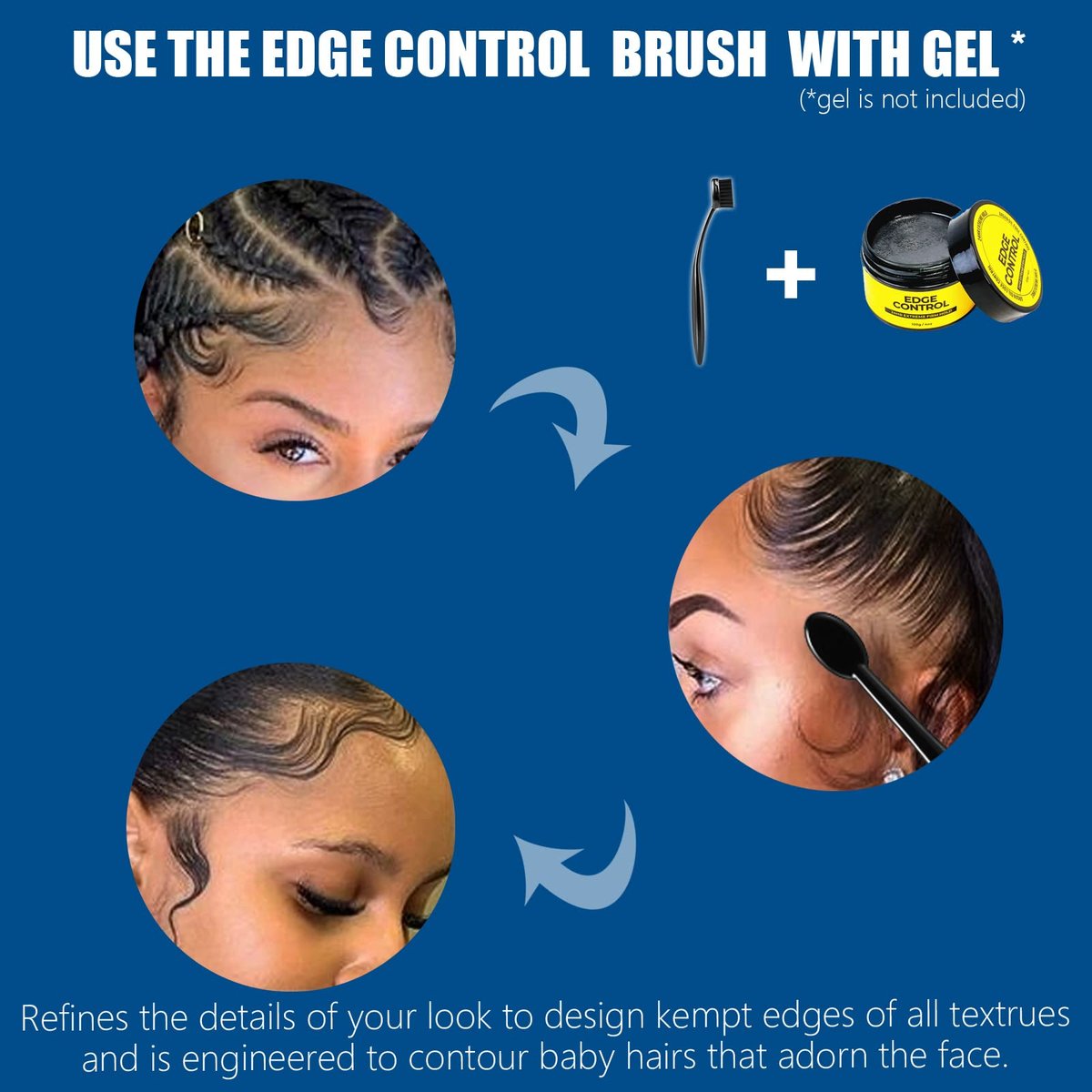 HANCHUAN Precision Styling Brush for Natural Hair - Portable Edge Control and Bristle Brush - görsel 3
