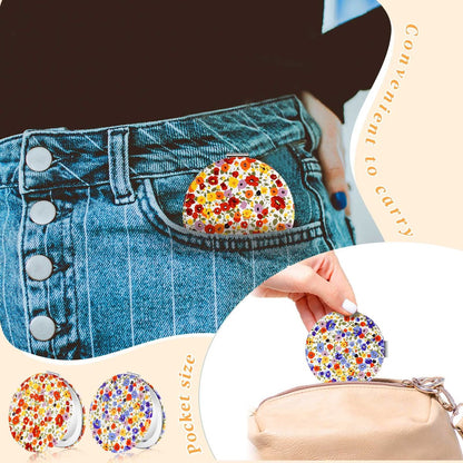 Vicenpal 6 Pack Floral Compact Mirrors for Women – Mini Folding Pocket Makeup Mirror with Magnification, Portable Travel Purse Mirror, Gift for Birthday, Bridesmaids, Spring & Mother's Day Party