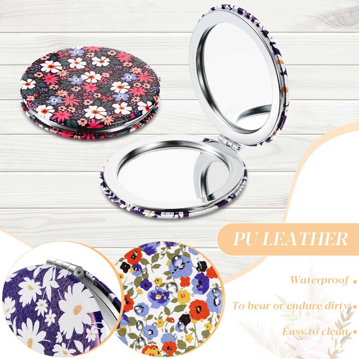 Vicenpal 6 Pack Floral Compact Mirrors for Women – Mini Folding Pocket Makeup Mirror with Magnification, Portable Travel Purse Mirror, Gift for Birthday, Bridesmaids, Spring & Mother's Day Party - görsel 12
