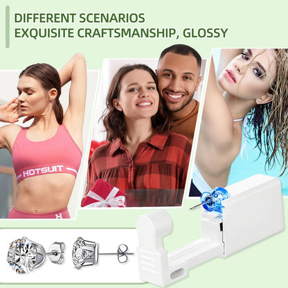 Novopiercing 24 Pcs Ear Piercing Kit: Disposable Ear Piercing Gun Kit with 8 Guns, 8 Pcs Earrings Stud, 8 Pcs Cleaning Pads – Safe & Easy DIY Ear Piercing for All Ages