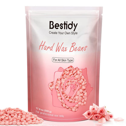 Bestidy Hard Wax Beads for Hair Removal – 500g Rose Pink Refill for Coarse Hair, All Body & Bikini Areas, Women & Men Avelisse